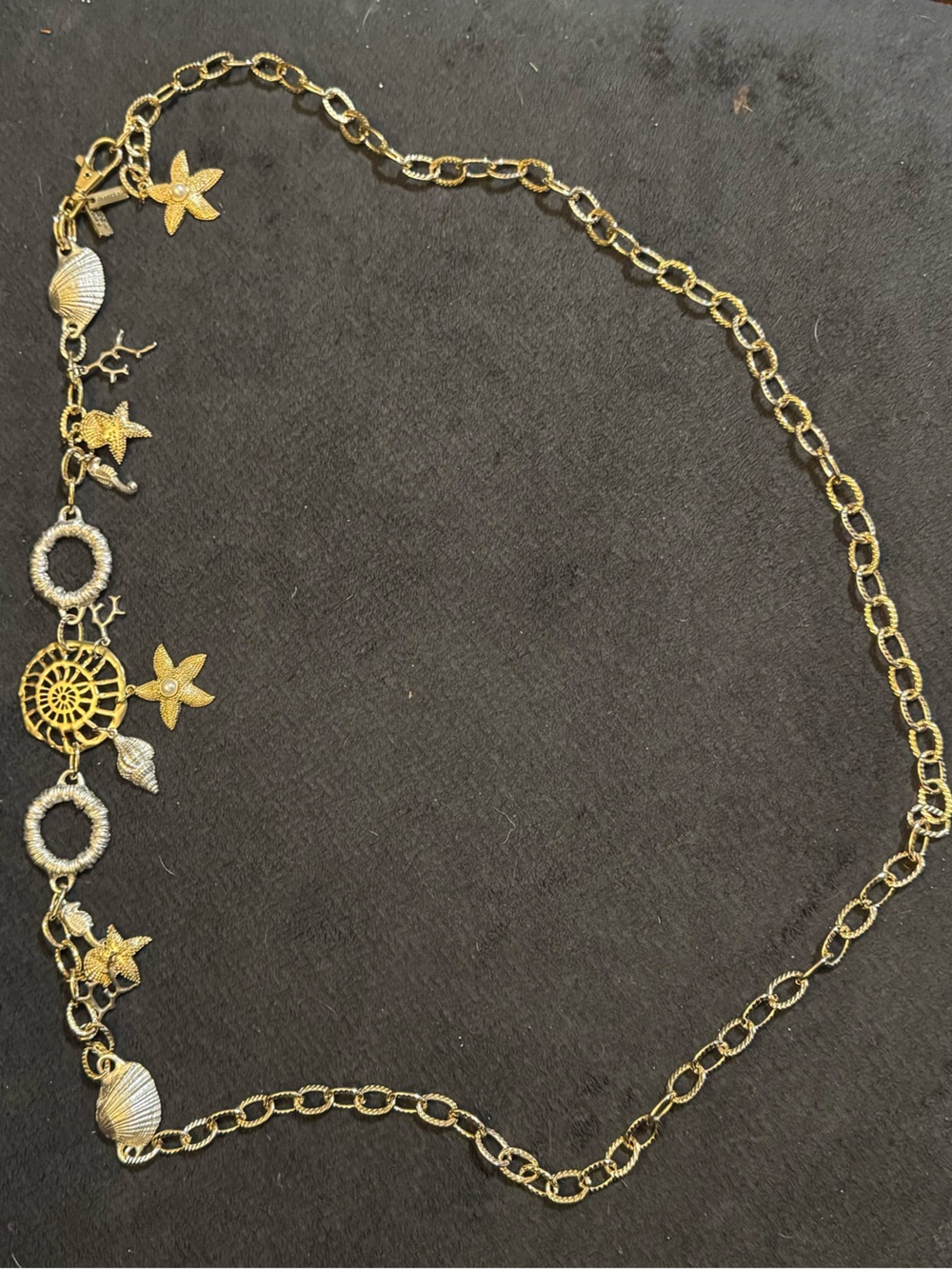 Chico’s Gold & Silver Tone Beach Charm belt - Nautical Star & Shell Pendant